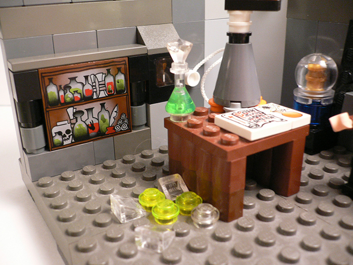 LEGO MOC - Потому что мы можем! - Никола Тесла: Колба с хрустальной затычкой. Одна упала и разбилась (Тесла взмахнул рукой) Вещество вступило в химическую реакцию с кислородом и изменило цвет