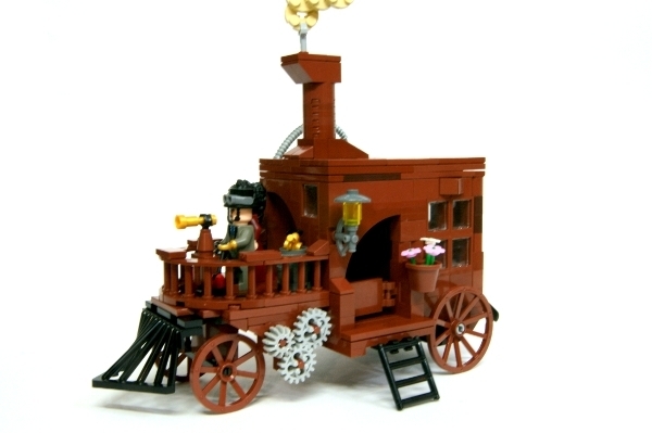 LEGO MOC - Steampunk Machine - Самоходная карета.: С другой стороны есть, скажем так, вход. Он окрашен цветами) А слева есть газовый фонарь. 