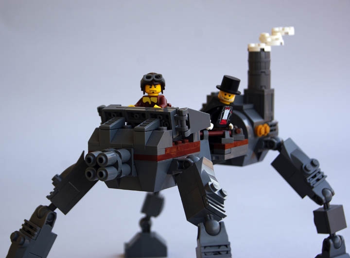 LEGO MOC - Steampunk Machine - Стимнанк шагоход.: Спереди расположен небольшой пулемёт.