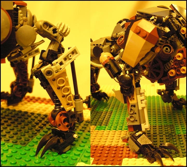 LEGO MOC - Steampunk Machine - Warning! Охотники!: 'Лапы с пружинными механизмами и поршнями без труда разгоняют химеру до 40 миль в час. А когти, сделанные из неизвестного мне сплава, без труда дробят и разрывают все что угодно'