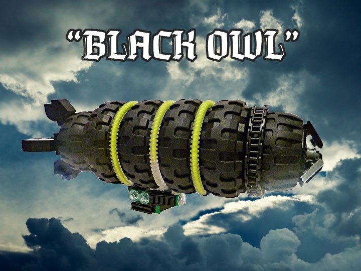 LEGO MOC - Мини-конкурс 'Битва Дирижаблей' - Black Owl - Чёрный Филин: Создание 'Филина' показало, что и в XXII веке дирижабли могут конкурировать с другими летательными аппаратами. Но как бы 'Black Owl' не был прочен, он всё равно был уничтожен в 2185 году русской авиацией. 'Филин' стал последним дирижаблем из созданных когда-либо человечеством... И этому не смогло помешать и открытие анобтаниума - как выяснилось, он является очень легко воспламеняемым газом.