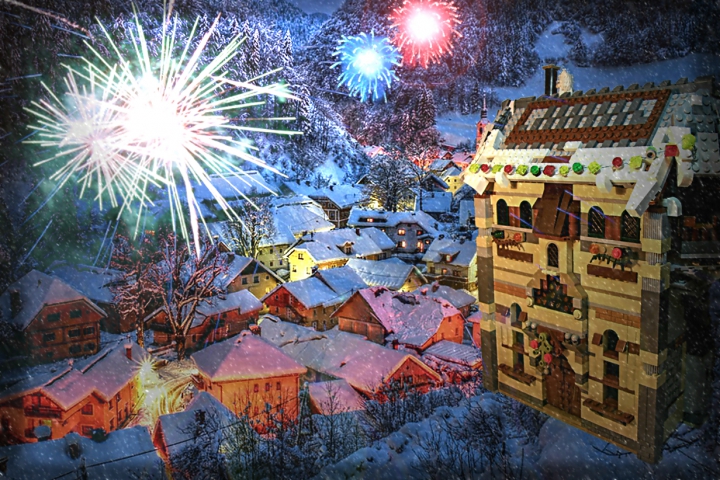 LEGO MOC - Новогодний Кубик 2014 - Старый исландский новогодний дом: И вот фото (абсолютный реализм) которое я выбрал для обработки, вся деревня празднует Новый год! 