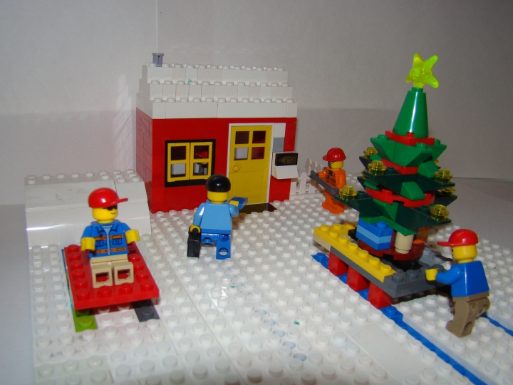 LEGO MOC - Новогодний Кубик 2014 - Новогодняя зарисовка.: На нашей улице все готовятся к Новому Году.