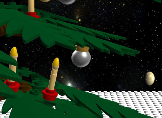 LEGO MOC - Новогодний Кубик 2014 - Рождественский вечер: Повсюду висят шары и горят свечи