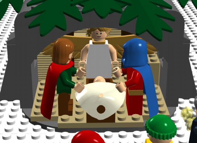 LEGO MOC - Новогодний Кубик 2014 - Рождественский вечер: Под елью Рождественский вертеп