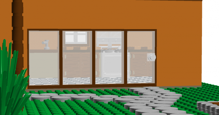 LEGO MOC - Новогодний Кубик 2014 - Современный средиземноморский дом: Вид перед окнами.