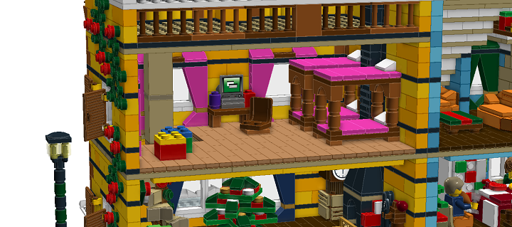 LEGO MOC - Новогодний Кубик 2014 - Новый Год в семейном доме: Детская. Все игрушки в ящиках, потому что детишки убрались и готовы к приходу Деда Мороза.