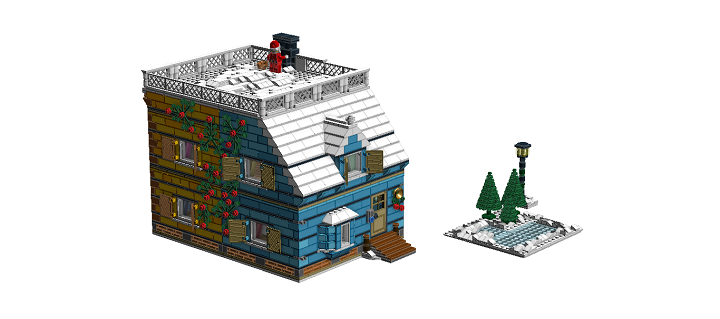 LEGO MOC - Новогодний Кубик 2014 - Новый Год в семейном доме: Наш дом складывается в такую компактную конструкцию.