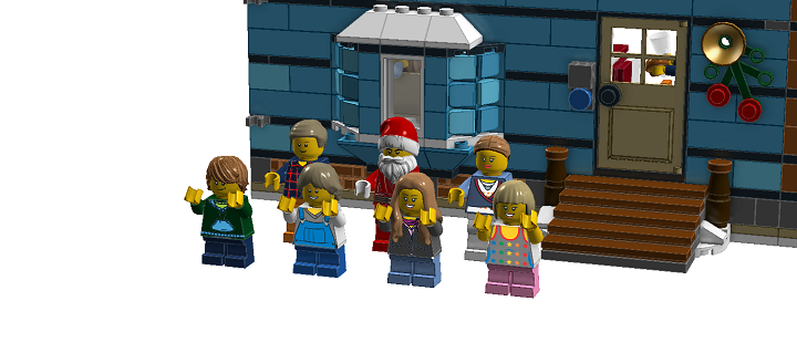 LEGO MOC - Новогодний Кубик 2014 - Новый Год в семейном доме: Счастливое семейство и Дедушка Мороз.