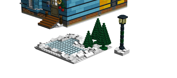 LEGO MOC - Новогодний Кубик 2014 - Новый Год в семейном доме: Маленький прудик перед домом, на котором любит кататься на коньках наша семья. Спасибо за внимание!