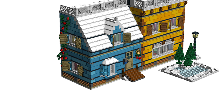 LEGO MOC - Новогодний Кубик 2014 - Новый Год в семейном доме: 'Синяя' сторона дома.