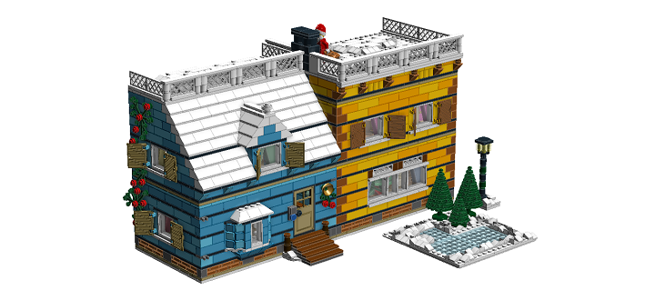 LEGO MOC - Новогодний Кубик 2014 - Новый Год в семейном доме: Общий вид без населения.