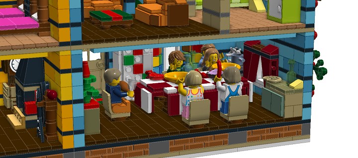 LEGO MOC - Новогодний Кубик 2014 - Новый Год в семейном доме: Уютная кухня, на которой сейчас пир горой.