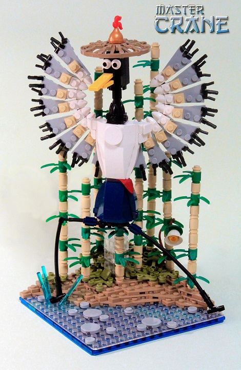 LEGO MOC - 16x16: Animals - Мастер Журавль: Мастер Журавль, тренирующийся рано утром в бамбуковой роще на берегу реки.