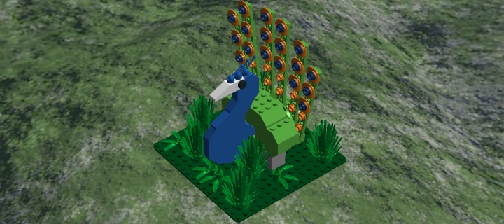 LEGO MOC - 16x16: Animals - Павлин в кустах: общее . павлин ищет еду ;)