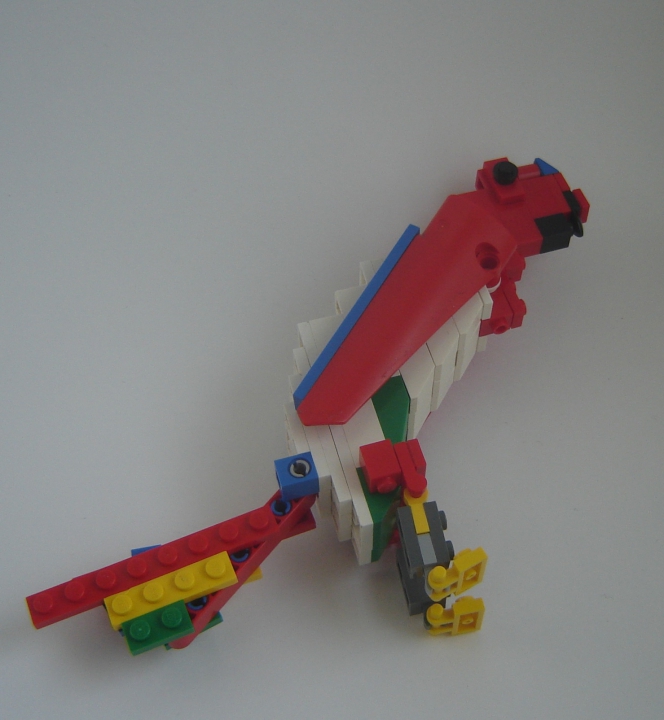 LEGO MOC - 16x16: Animals - Красно-зелёный попугай аро: Вид без дерева.