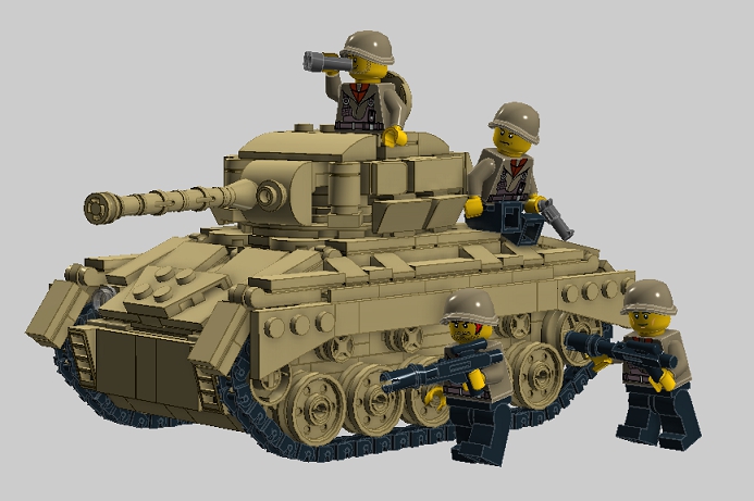 LEGO MOC - Конкурс LDD 'Военная техника XX-го века' - Light Tank M24 'Chaffee': Танк перемещается на огневую позицию вместе с пехотой... (если надоело идти пешком, можно просто сесть на танк и продолжить движение)