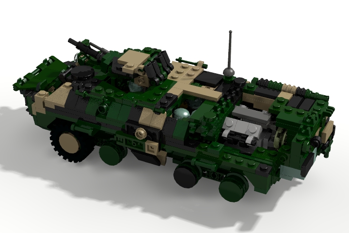 LEGO MOC - Конкурс LDD 'Военная техника XX-го века' - БТР-80: На БТР-80 используется двигатель КамАЗ-740.3 с турбокомпрессором, на каждом развале двигателя. БТР-80 с двигателем ЯМЗ-238М2 имеет индекс БТР-80М.