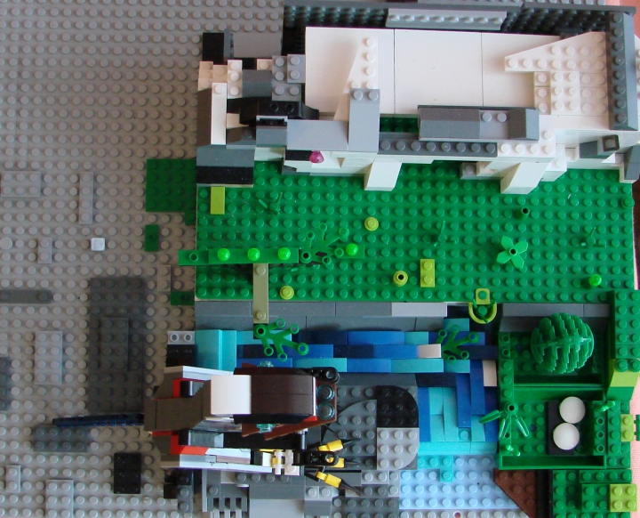 LEGO MOC - Мир Юрского периода - Пожар!: Общий вид сверху (до пожара).
