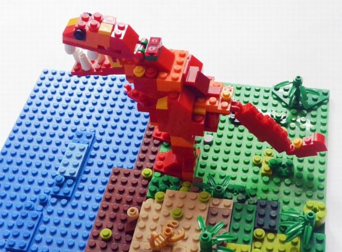 LEGO MOC - Мир Юрского периода - Тираннозавр РЕКС на берегу озера! 