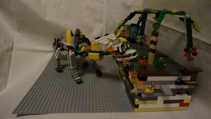 LEGO MOC - Мир Юрского периода - Путешественники во времени: Перед их глазами открылся шикарный вид на доисторического монстра.