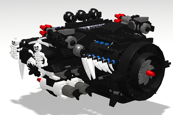 LEGO MOC - Погружение - Черная борода: Благодаря обтекаемым формам корпуса и мощному водомету достигает просто невероятной скорости и может догнать и атаковать караваны сухогрузов транспортных компаний, а после с легкостью оторваться от любых преследователей. В кормовой части лодки, по бортно, располагаются балластные цистерны, обеспечивающие быстрое погружение и всплытие, а также рули глубины.