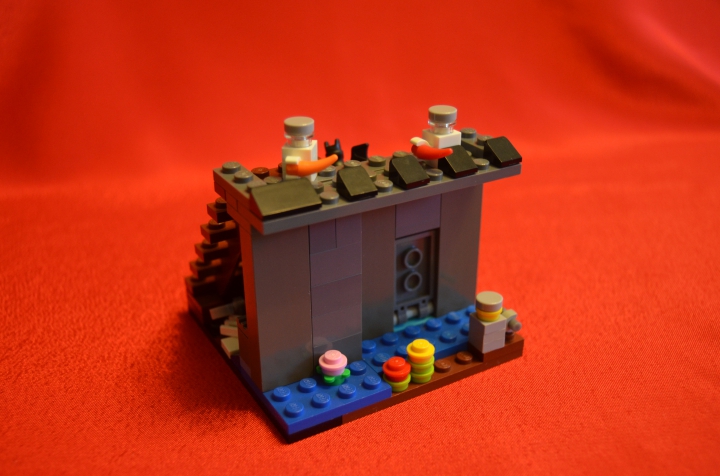 LEGO MOC - Битва Мастеров 'В кубе' - Атака на Темный Замок: Бойцы заняли позиции у машикулей (навесных бойниц, расположенных в верхней части крепостных стен и башен).