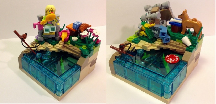 LEGO MOC - Битва Мастеров 'В кубе' - РЫБАЛКА. Найди отличия.: Блондинка и мачо: ни одна рыба не пострадала.
