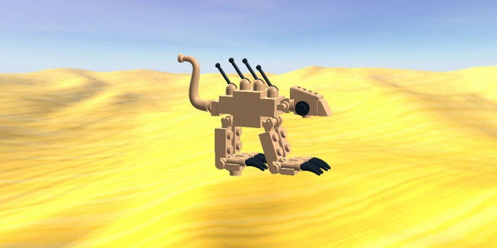 LEGO MOC - Инопланетная жизнь - Зоопарк Звёздных войн.: Это вомп крыса. У неё подвижны лапы, хвост, голова. Всё, что нужно, чтобы выжить в суровых пустынях Татуина! Огромные когти на лапах - это сильный аргумент, чтобы не приближаться к зверю поближе.