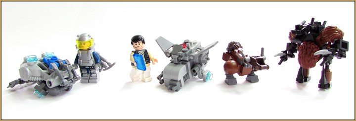 LEGO MOC - Инопланетная жизнь - Синтия: планета песка и леса.: И под конец, общее фото всех персонажей.