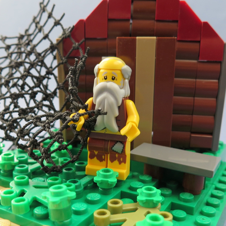 LEGO MOC - Чудеса русских сказок - Сказка о рыбаке и рыбке: Ровно тридцать лет и три года Старик ловил неводом рыбу.
