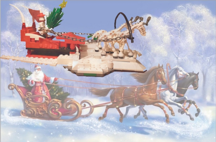 LEGO MOC - Новогодний Кубик 2017 - Скелетонский Дед Мороз: На фоне оригинала