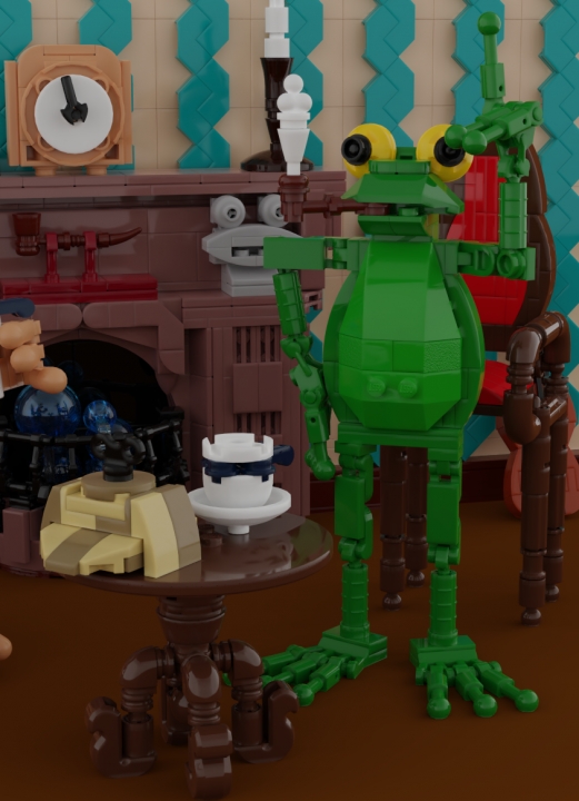 LEGO MOC - Конкурс Детективов - 'Земноводно, Жабсон!': 'Это земноводно, мой дорогой Жабсон!' - было мне ответом. <br />
Холмс принял такую многозначительную позу, в какой бы мог стоять Архижаб, едва открывший в своей луже основной закон гидростатики. - 'Видите ли, я сам полагаю, что роковую роль в пропаже профессора сыграл ветер, сдувший его вскоре после того, как преступник довершил начатое. Профессор был, очевидно, устранен с особым садизмом; и я думаю, что, зная, как именно он был убит, нам с вами не составило труда узнать, почему же он пропал с места преступления.  Все просто, Жабсон. Пострадавший был надут злоумышленниками через трубочку...'