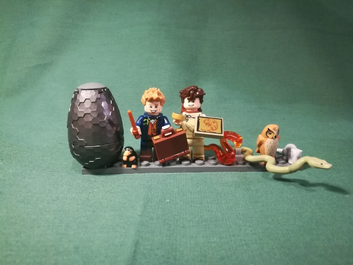 LEGO MOC - Фантастические твари и кто их фантазирует - Императорский метаморфозмей (Золотой Ужас).: Все минифигурки и животные, использовавшиеся в самоделке.