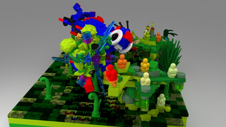 LEGO MOC - Фантастические твари и кто их фантазирует - Куфр и Охакат.: Но теперь он живёт в симбиозе с Куфром,  который защищает его от злых и страшных хищников, а Охакат за это направляет магию на фрукты,   чтобы они быстрее выросли и созрели.<br />
