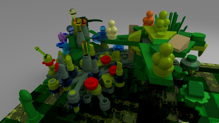 LEGO MOC - Фантастические твари и кто их фантазирует - Куфр и Охакат.: Растения. На дереве справа вверху растут ещё не   созревшие фрукты.