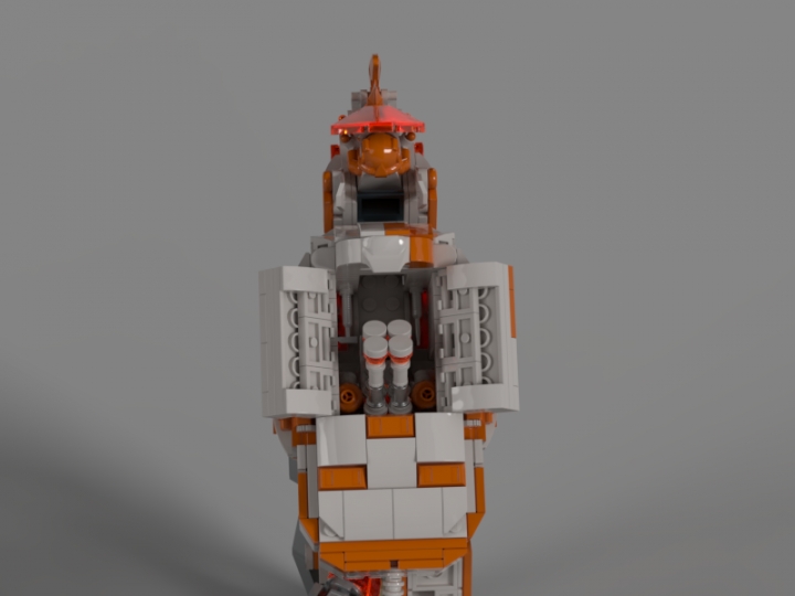 LEGO MOC - 16x16: Mech -  Мех 'Rhino 3.67': Вооружение составляют плазменная пушка, скрытая в корпусе, плазменные шутеры на передних ногах, а также мощные ноги и рог меха. <br />
