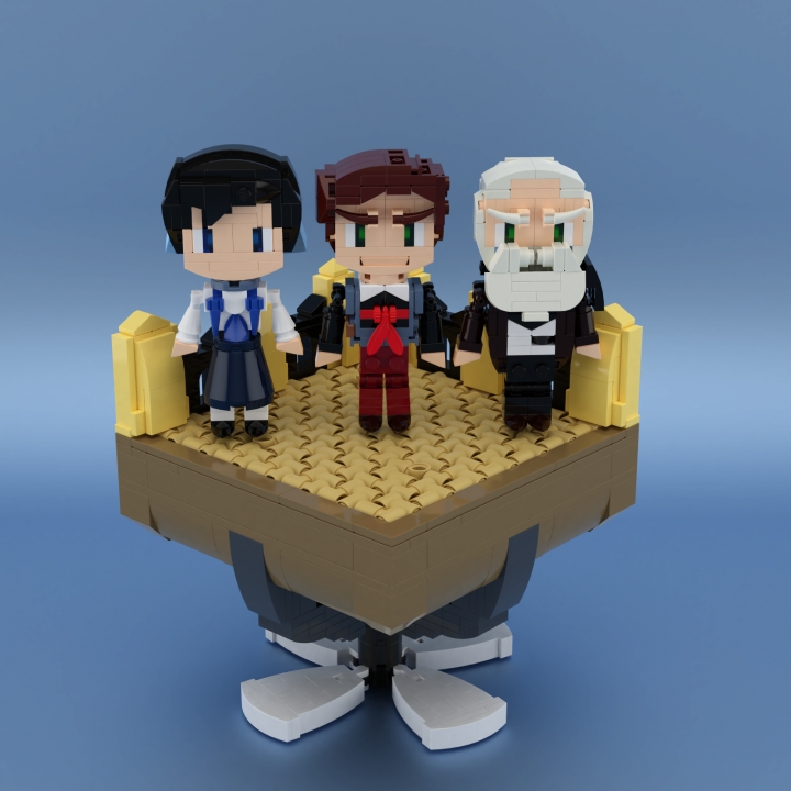 LEGO MOC - 16x16: Чиби - (Chi)Bioshock Infinite : <br></i></center>Технический рендер, показывающий, что все персонажи могут уместиться на основание не только в определенной композиции, но и просто рядом друг с другом.<br />
<br />
<br><br />
Спасибо за просмотр!<br />
<center><i>