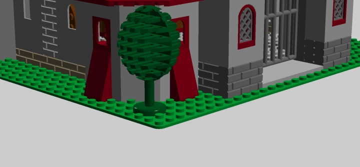 LEGO MOC - Младшая лига. Конкурс 'Средневековье'. - СРЕДНЕВЕКОВАЯ КРЕПОСТЬ: Природа окружающей местности не лишена растительности. Это деревце гармонично дополняет <br />
архитектурную композицию здания.