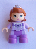 LEGO 47205pb033 Duplo Figure Lego Ville, Child Girl, Medium Lavender Legs, Lavender Top, Dark Orange Hair with Diadem, Princess Sofia