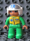 LEGO 47394pb142 Duplo Figure Lego Ville, Male Medic, Bright Green Legs & Jumpsuit with Yellow Vest, White Helmet with EMT Star of Life Pattern