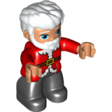 LEGO 47394pb228 Duplo Figure Lego Ville, Male, Black Legs, Red Top with Belt and White Fur Trim Pattern, White Hair, Blue Eyes and Beard (Santa)