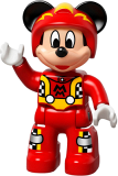 LEGO 47394pb232 Duplo Figure Lego Ville, Mickey Mouse, Red Race Driver Jumpsuit, Helmet