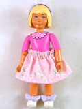 LEGO Belvfem21a Belville Female - Pink Shorts, Dark Pink Shirt with Collar, Light Yellow Hair, Skirt, Bows, Headband - Belville #5840