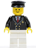 LEGO air029 Airport - Pilot with Red Tie and 6 Buttons, White Legs, Black Hat, Standard Grin