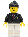 LEGO air030 Airport - Pilot with Red Tie and 6 Buttons, White Legs, Black Ponytail Hair, Standard Grin