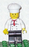 LEGO chef014 Chef - White Torso with 8 Buttons, Black Legs, Standard Grin