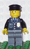 LEGO cop050 Police - City Suit with Blue Tie and Badge, Dark Bluish Gray Legs, Black Hat