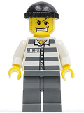 LEGO cty0007 Police - Jail Prisoner 50380 Prison Stripes, Dark Bluish Gray Legs, Black Knit Cap, Gold Tooth