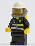 LEGO cty0018 Fire - Reflective Stripes, Black Legs, White Fire Helmet, Silver Sunglasses, Breathing Neck Gear with Airtanks